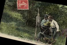 Postal Pintor la vida al aire libre un golpe de mano inesperado Niños