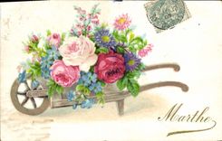 Vintage Postcard Fantasy Flowers Marthe