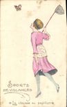 Postal Caza Mariposa Mujer