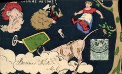 Vintage Postcard Fantasy Illustrator Loop the Automobile Marnix loop