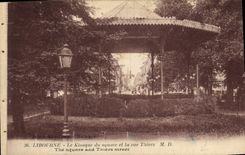 Vintage Postcard Kiosk of the public garden and the street Thiers Libourne