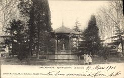Vintage Postcard Kiosk Public garden Gambetta Carcassonne Children