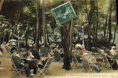 Vintage Postcard Kiosque Aix the Baths Concert in the open air has the villa of the flowers