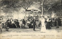 Vintage Postcard Kiosk Valleys Baths a concert in the park