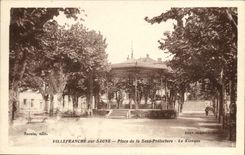 Vintage Postcard Kiosque Places Under Prefecture Villefranche on the Saone