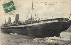 Vintage Postcard Boat Steamer Le Havre Left the Transatlantic liner Lorraine