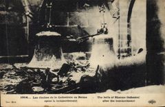 Vintage Postcard Bell bells of the cathedral of Rheims after the bombardment