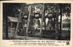 Vintage Postcard Bell Paris International exhibition of Decorative Arts bells of Corbie