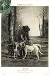 Vintage Postcard Drives out Hunter Museum of Louvre Paris Troyon Garde hunting and Chauchard dogs