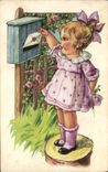 Vintage Postcard Fantasy Illustrator Child Letter-box