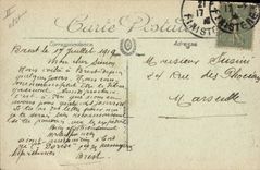 Postal Quiosco Brest el lugar del Campo de batalla y el teatro