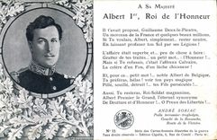 Vintage Postcard Militaria Albert 1st King of the Honor