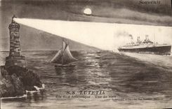 CPA Bateau SS Lutetia Cie Sud Atlantique Vue de nuit 