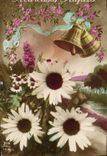 Vintage Postcard Bell Easter Flowers