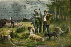 CPA Chasse Chasseurs Chien Mouton 