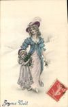 CPA Fantaisie Illustrateur Femme Enfant Noel 