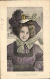 CPA Fantaisie Illustrateur Femme Heureuse annee 