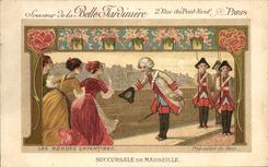 CPA Fantaisie Illustrateur Enfants La Belle Jardiniere Paris Rue du Pont Neuf Les rondes enfantines Chevalier du guet 