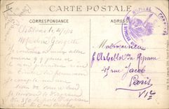 Vintage Postcard Militaria the flag and the lieutenant colonel of the 350eme regiment of infantry