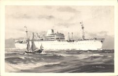 CPA Bateau Compagnie des Messageries Maritimes Laos 