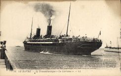 CPA Bateau Le Havre Le Transatlantique La Lorraine 