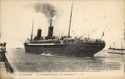 CPA Bateau Le Havre Le Transatlantique La Lorraine 