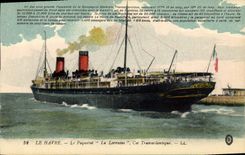 CPA Bateau Le Havre Le Transatlantique La Lorraine 