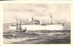 CPA Bateau Compagnie des Messageries Maritimes Laos 