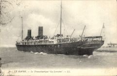CPA Bateau Le Havre Le Transatlantique La Lorraine 