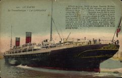 CPA Bateau Le Havre Le Transatlantique La Lorraine 