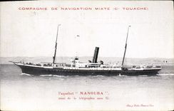Vintage Postcard Boat Shipping company mixete Co Touache Manouba Steamer