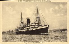 Vintage Postcard Boat Shipping company mixete Co Touache Steamer Mustapha II
