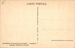 Postal Barco Naviera Mixto Marsella Paquebote Mariscal Lyautey