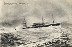 Vintage Postcard Boat Steamer in Melbourne monsoon