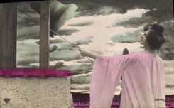 Vintage Postcard Bell Woman