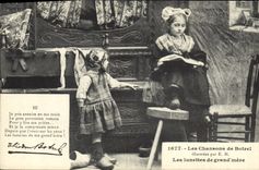 Postal Folclore las canciones de Botrel ilustradas los catalejos de gran madre