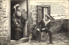 Postal Folclore las canciones de Botrel ilustradas Mayo de amor