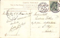 CPA Fantaisie Fleurs Trefle Fer a cheval Ancre de marine 