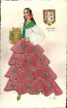 Vintage Postcard Fantasy Woman Granada (fabric decoration)