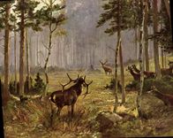 Vintage Postcard Drives out Hinds Stag