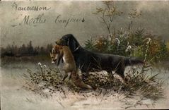 CPA Chasse Chien Renard 