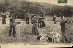 Vintage Postcard Drives out the hunters of the Mount Hand-barrow Dog Dogs