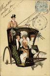 CPA Fantaisie Illustrateur Femme en caleche 