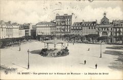 Vintage Postcard Brest Vue general on the Bandstand La Dépêche of Brest
