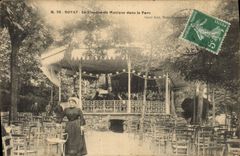 Vintage Postcard Kiosk of music in the Chatelguyon park