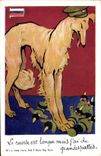 CPA Chien Chiens Levrier La course est longue mais j'ai de grandes pattes Russie Russia 