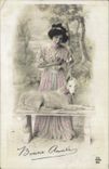 CPA Chien Chiens Femme Levrier 
