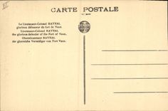 Postal Militaria el Teniente el coronel Raynal Partidario del Fuerte de vale