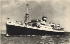 Vintage Postcard Mixed Boat Co of Navigation Algeria Tunisia Steamer El Mansour