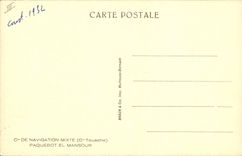 Vintage Postcard Mixed Boat Co of Navigation Co Touache Steamer El Mansour